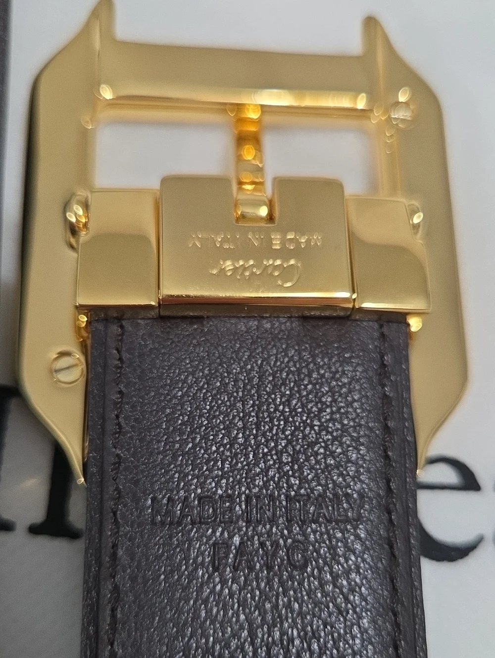 Cartier Santos Belt Reversible Leather Gold Square Buckle